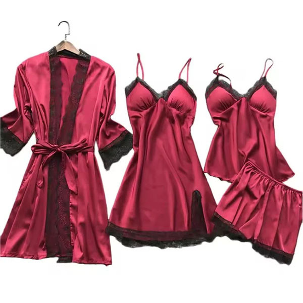 Premium 4-Piece Satin Night Suit for Women