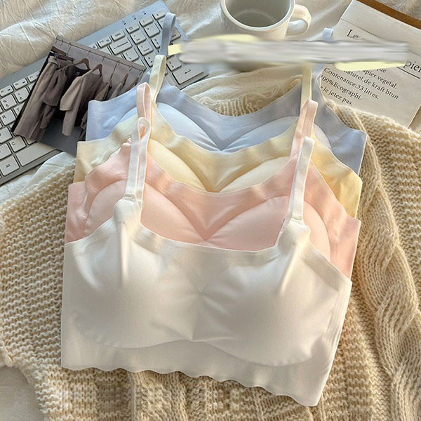 Women's Thin Ice Silk Bra Wireless Push-Up Daily Bra Invisible Supportive Yoga Sports Bralette Female Seamless Tank Top